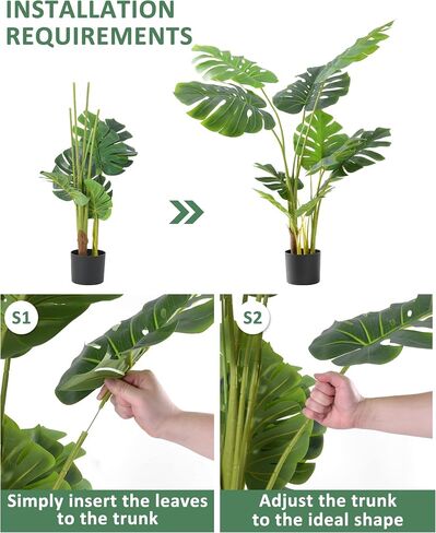 Artificial Tree-Faux Plants Indoor Outdoor- Keloteven 4FT Artificial Monstera Fake Tall Tree 11 Leaves - Artificial Plants for Home Decor, Office, Living Room and Pito Decoration, MD120 in Saudi Arabia