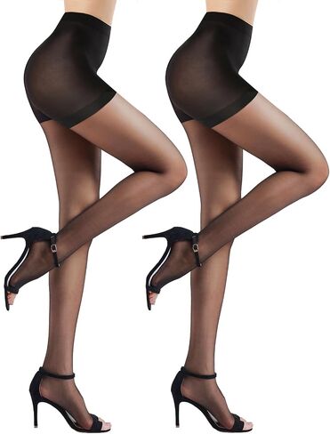 G&Y 2 Pairs Women's Toeless Pantyhose - 20D Open Toe Sheer Tights with Control Top in Saudi Arabia