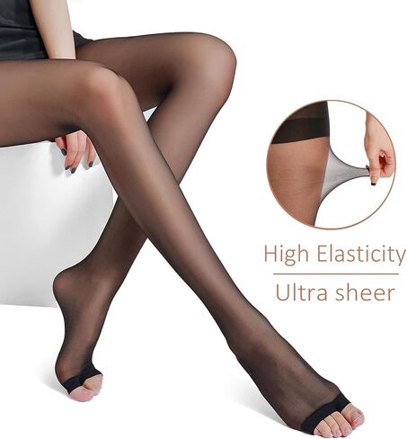 G&Y 2 Pairs Women's Toeless Pantyhose - 20D Open Toe Sheer Tights with Control Top in Saudi Arabia