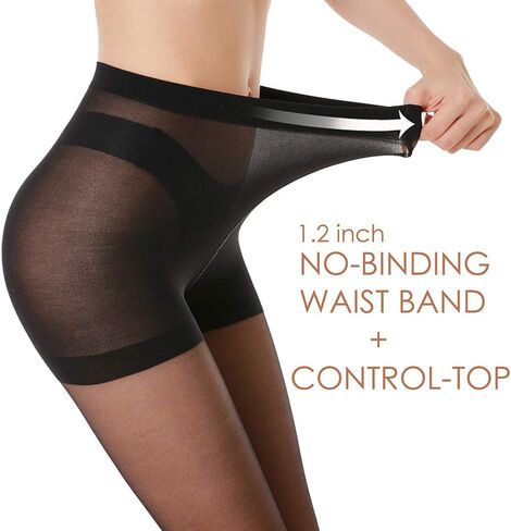 G&Y 2 Pairs Women's Toeless Pantyhose - 20D Open Toe Sheer Tights with Control Top in Saudi Arabia