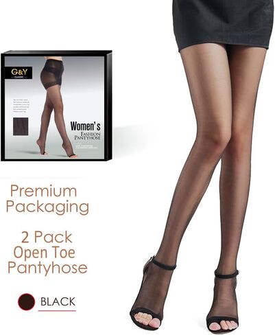 G&Y 2 Pairs Women's Toeless Pantyhose - 20D Open Toe Sheer Tights with Control Top in Saudi Arabia