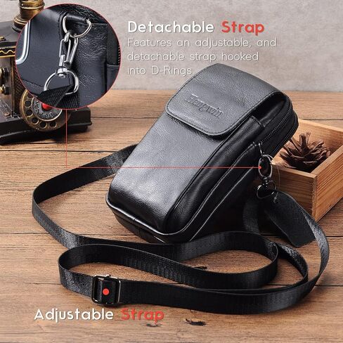 Leather Men Cell Phone Holster Wallet Case with Belt Clip Travel Messenger Bag Waist Pouch Crossbody Purse Fits for iPhone 17 Pro Max 16 Pro Max 15 Pro Max Samsung Galaxy S25 Ultra (Coffee) in Kuwait