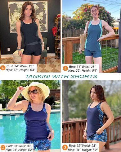 Daci Women 2 قطعة Tankini Swimsuit - 2025 البطن السيطرة على بدلة السباحة الرياضية ألوان كتلة خزان السباحة مع شورت الصبي in Kuwait
