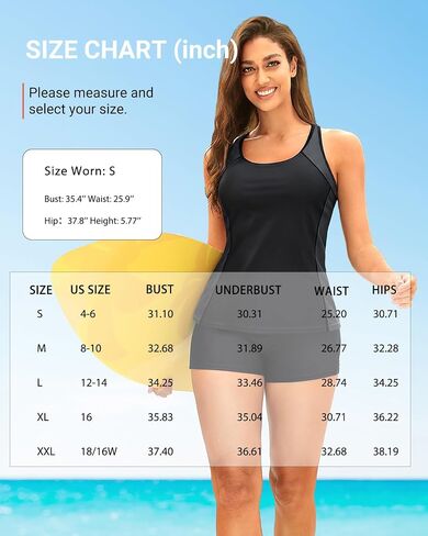 Daci Women 2 قطعة Tankini Swimsuit - 2025 البطن السيطرة على بدلة السباحة الرياضية ألوان كتلة خزان السباحة مع شورت الصبي in Kuwait