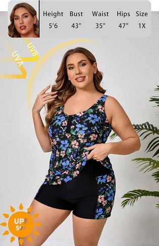 Halcurt Women's Plus Size Size Supeshing Suits Tankini مجموعة مع سراويل سراويل in Kuwait