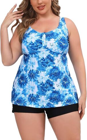 Halcurt Women's Plus Size Size Supeshing Suits Tankini مجموعة مع سراويل سراويل in Kuwait
