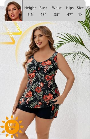 Halcurt Women's Plus Size Size Supeshing Suits Tankini مجموعة مع سراويل سراويل in Kuwait