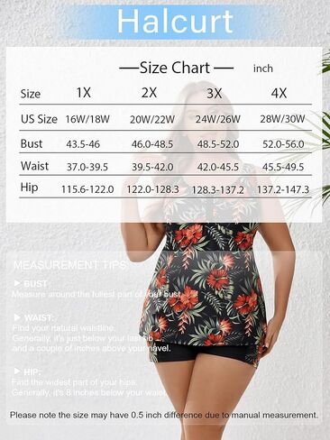 Halcurt Women's Plus Size Size Supeshing Suits Tankini مجموعة مع سراويل سراويل in Kuwait