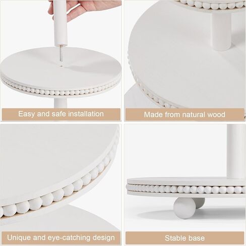 3 Tier Cupcake Stand Round,Wood Cake Stand with Tiered Tray Decor,Rustic Cake Stand,Cupcake Display for Home Tea Party, Birthday, Wedding, Farmhouse Decor,Woodland Baby Shower…… in Kuwait