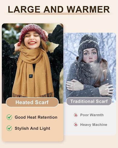 Hicdaw Heated Scarf for Women/Men with 5000mAh Battery - Rechargeable Neck Scarf with Warmer for Women/Men Neck Pain Relief in Saudi Arabia