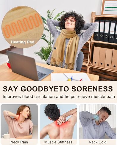 Hicdaw Heated Scarf for Women/Men with 5000mAh Battery - Rechargeable Neck Scarf with Warmer for Women/Men Neck Pain Relief in Saudi Arabia