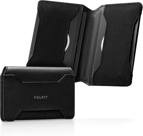 VULKIT Slim Card Holder Leather Front Pocket Wallet RFID blocking Magnetic Closure Minimalist Bussiness Card Case(Black) in Saudi Arabia