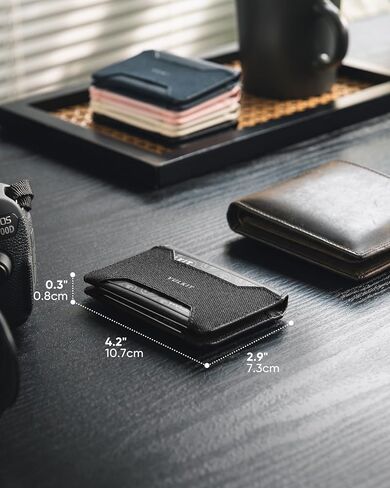 VULKIT Slim Card Holder Leather Front Pocket Wallet RFID blocking Magnetic Closure Minimalist Bussiness Card Case(Black) in Saudi Arabia
