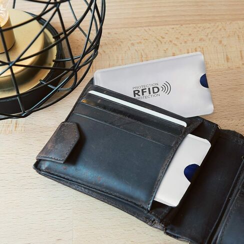 kwmobile 5 Pieces Credit Card Sleeves - ATM, Debit Card, ID Card, Driver's License Holder Inserts with RFID Blocker - Silver in Kuwait