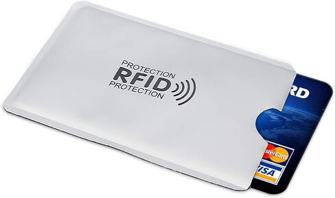 kwmobile 5 Pieces Credit Card Sleeves - ATM, Debit Card, ID Card, Driver's License Holder Inserts with RFID Blocker - Silver in Kuwait