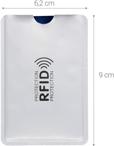 kwmobile 5 Pieces Credit Card Sleeves - ATM, Debit Card, ID Card, Driver's License Holder Inserts with RFID Blocker - Silver in Kuwait