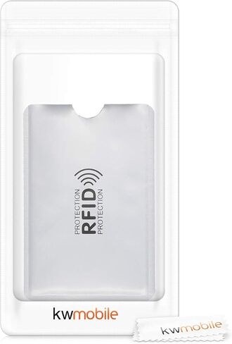 kwmobile 5 Pieces Credit Card Sleeves - ATM, Debit Card, ID Card, Driver's License Holder Inserts with RFID Blocker - Silver in Kuwait