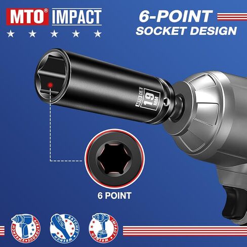 1/2" Drive 19mm Deep Impact Socket, 6-Point Metric Socket for Automotive Maintaince, CR-V Steel Meets ANSI Standards in Saudi Arabia
