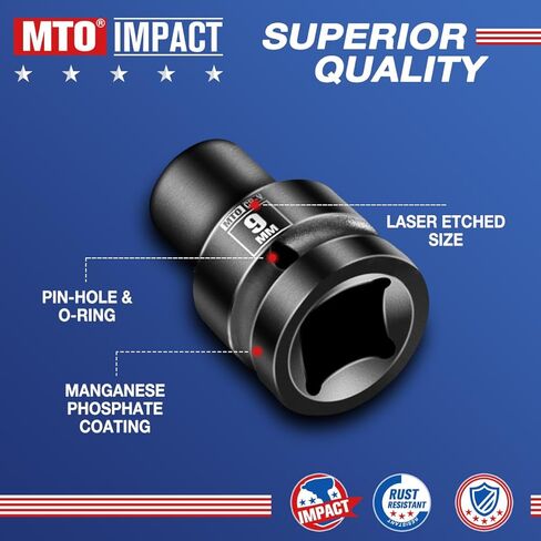 1/2 "محرك أقراص DEEP DEEP DEEP ، مقبس متري من 6 نقاط لصيانة السيارات ، يلتقي CR-V Steel معايير ANSI in Kuwait