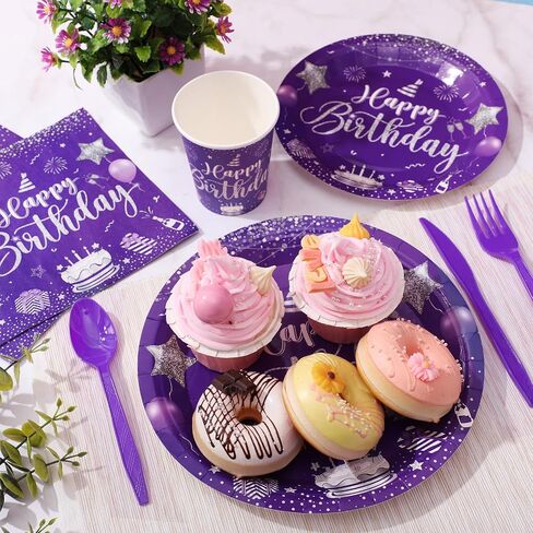 Vesici 350 Pcs Happy Birthday Party Supplies Disposable Party Tableware Set Serves 50 Included Plates Napkins Cups Cutlery for Men Woman 50th 80th Birthday Party Decorations (Black Red) in Saudi Arabia