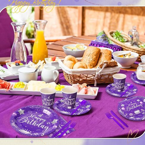 Vesici 350 Pcs Happy Birthday Party Supplies Disposable Party Tableware Set Serves 50 Included Plates Napkins Cups Cutlery for Men Woman 50th 80th Birthday Party Decorations (Black Red) in Saudi Arabia
