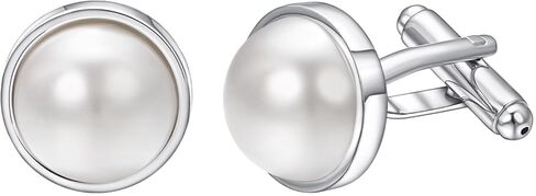 Pearl Silver Cufflinks for Men Personalized Cuff links Wedding Party Business Tuxedo Cuffs Jewelry in Kuwait