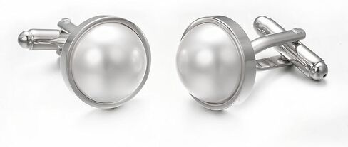 Pearl Silver Cufflinks for Men Personalized Cuff links Wedding Party Business Tuxedo Cuffs Jewelry in Kuwait