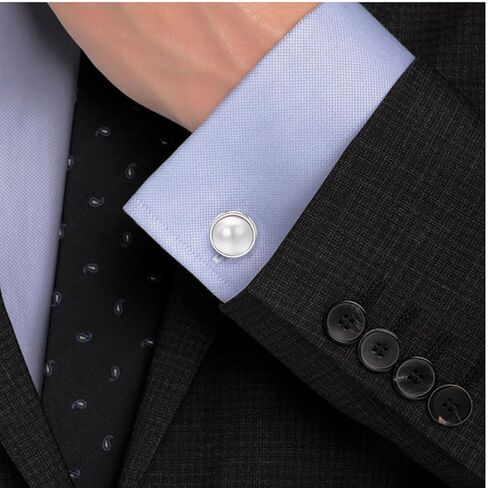 Pearl Silver Cufflinks for Men Personalized Cuff links Wedding Party Business Tuxedo Cuffs Jewelry in Kuwait