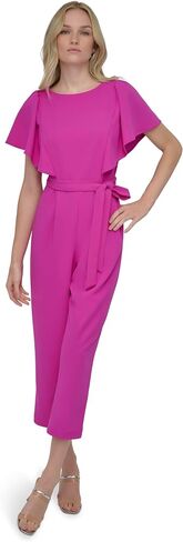 DKNY Womens Flutter Sleeve Scuba Crepe Tie Jumpsuit in Saudi Arabia