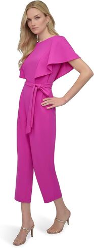 DKNY Womens Flutter Sleeve Scuba Crepe Tie Jumpsuit in Saudi Arabia