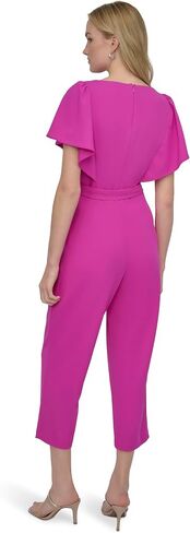 DKNY Womens Flutter Sleeve Scuba Crepe Tie Jumpsuit in Saudi Arabia
