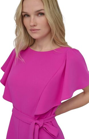 DKNY Womens Flutter Sleeve Scuba Crepe Tie Jumpsuit in Saudi Arabia