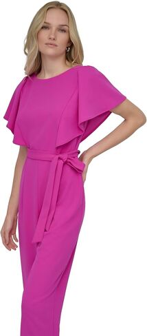 DKNY Womens Flutter Sleeve Scuba Crepe Tie Jumpsuit in Saudi Arabia
