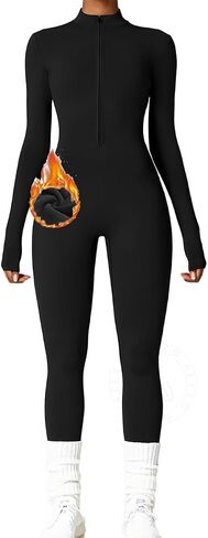 المرأة الطويلة الأكمام بذلة بذلة Zip Up Yoga rompers مثير البطن التحكم في سروال واحد in Kuwait
