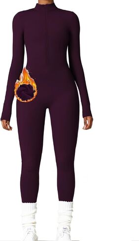 المرأة الطويلة الأكمام بذلة بذلة Zip Up Yoga rompers مثير البطن التحكم في سروال واحد in Kuwait