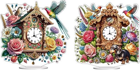 ARTOPET VINTAGE CLATCHS DIY Diam Miamond Skwork Clock Ornaments التصميم الإبداعي للحيوانات الأليفة الماس اللوحة الطاولة الحلي على الوجهين من جانب الماس. in Saudi Arabia