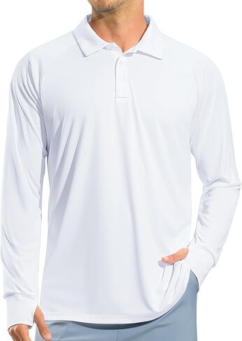 Pudolla Men's Long Sleeve Golf Polo Shirt UPF 50+ Lightweight Sun Protection Cool Shirts for Men Work Fishing Hiking in Saudi Arabia