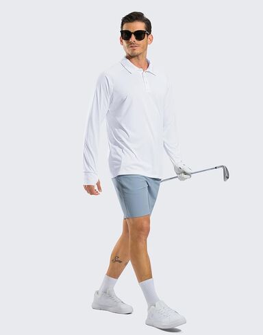 Pudolla Men's Long Sleeve Golf Polo Shirt UPF 50+ Lightweight Sun Protection Cool Shirts for Men Work Fishing Hiking in Saudi Arabia
