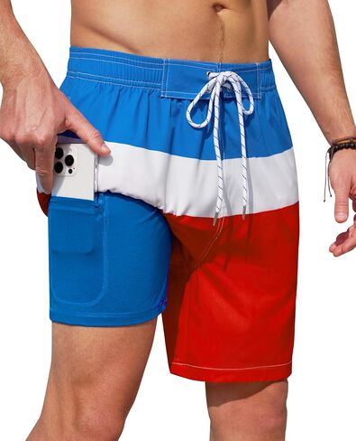 Milin Naco Mens Swim Trunks 7 Inseam Compression Liner 2 في 1 Swimming Swimming Short in Kuwait