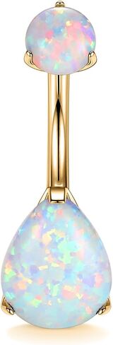FUNLMO 14g Belly Button Rings Titanium Belly Navel Ring Internally Threaded Belly Button Jewelry Waterdrop Navel Jewelry Navel Belly Piercing Jewelry Navel Barbell Stud in Saudi Arabia
