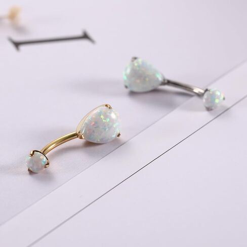 FUNLMO 14g Belly Button Rings Titanium Belly Navel Ring Internally Threaded Belly Button Jewelry Waterdrop Navel Jewelry Navel Belly Piercing Jewelry Navel Barbell Stud in Saudi Arabia