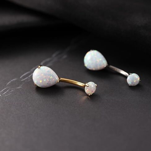 FUNLMO 14g Belly Button Rings Titanium Belly Navel Ring Internally Threaded Belly Button Jewelry Waterdrop Navel Jewelry Navel Belly Piercing Jewelry Navel Barbell Stud in Saudi Arabia