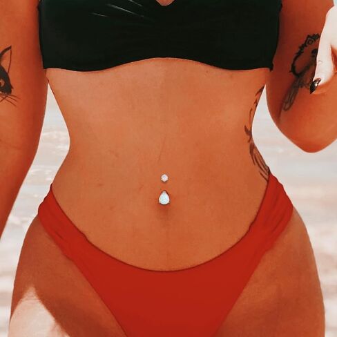 FUNLMO 14g Belly Button Rings Titanium Belly Navel Ring Internally Threaded Belly Button Jewelry Waterdrop Navel Jewelry Navel Belly Piercing Jewelry Navel Barbell Stud in Saudi Arabia