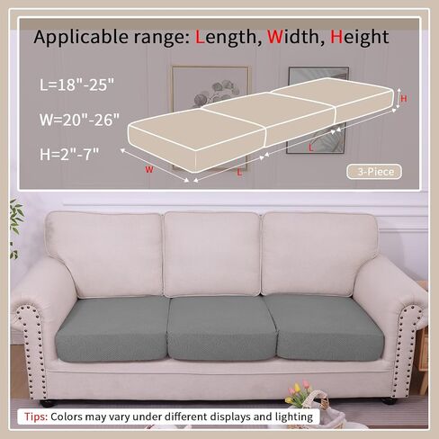 hyha Waterproof Couch Cushion Covers, Waterproof Sectional Couch Covers for 3 Cushion Sofa for Pets, Stretch Sofa Slipcover Washable with Elastic Bottom(3 Packs, Grey) in Kuwait