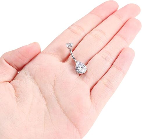 FUNLMO 14g Belly Button Rings Titanium Belly Navel Ring Internally Threaded Belly Button Jewelry Waterdrop Navel Jewelry Navel Belly Piercing Jewelry Navel Barbell Stud in Saudi Arabia