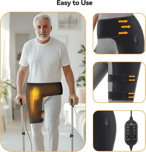 Yabuu Heated Massage Waist Hip Support Brace Heating Pad for Sciatica Pain Relief Hot Physical Therapy Waist/Lower Back/Thigh/Buttock Gift for Men Women in Saudi Arabia