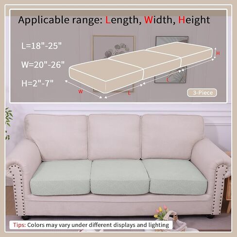 hyha Waterproof Couch Cushion Covers, Waterproof Sectional Couch Covers for 3 Cushion Sofa for Pets, Stretch Sofa Slipcover Washable with Elastic Bottom(3 Packs, Grey) in Kuwait