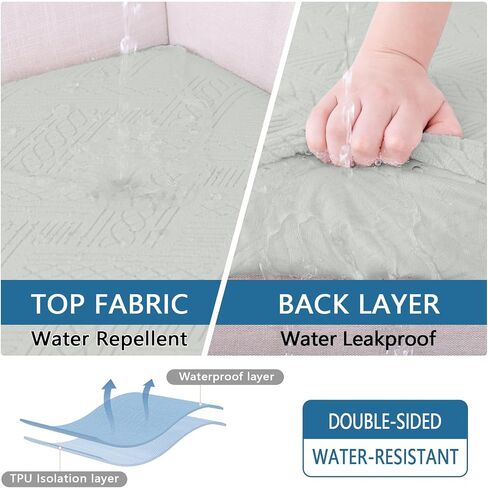 hyha Waterproof Couch Cushion Covers, Waterproof Sectional Couch Covers for 3 Cushion Sofa for Pets, Stretch Sofa Slipcover Washable with Elastic Bottom(3 Packs, Grey) in Kuwait