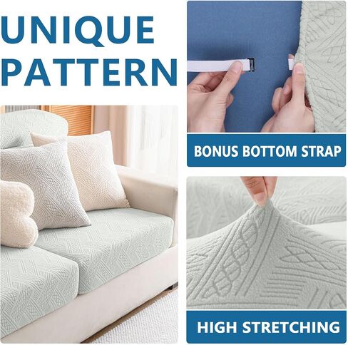hyha Waterproof Couch Cushion Covers, Waterproof Sectional Couch Covers for 3 Cushion Sofa for Pets, Stretch Sofa Slipcover Washable with Elastic Bottom(3 Packs, Grey) in Kuwait