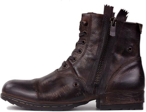 OSSTONE Moto Boots for Men Fashion Zipper-up Leather Chukka Boots Casual Shoes Retro Style OS-5008-8-Retro-US in Saudi Arabia